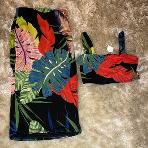 Two Piece Floral Skirt Set